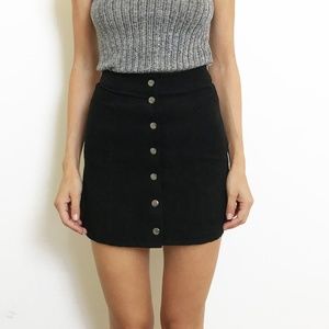Black Faux Suede Mini Skirt